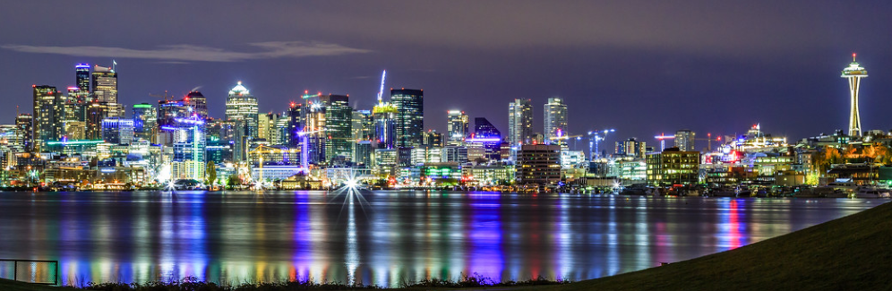 Seattle skyline at night