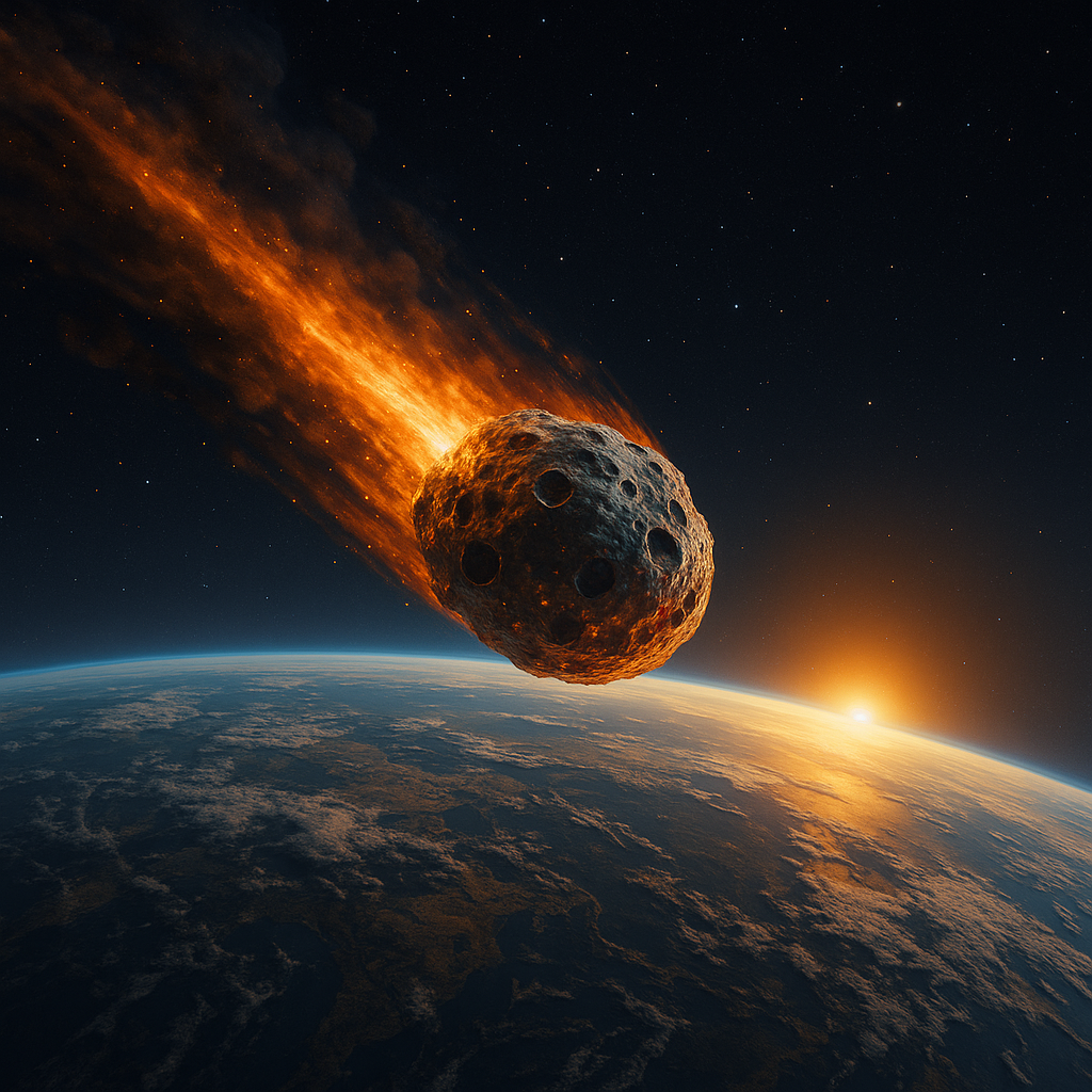 asteroid about to pass earth, burning up in the atmosphere 