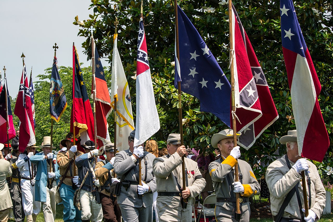 Sons of the Confederacy cosplaying with Confederate flags