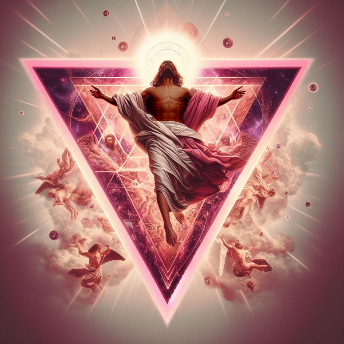 Jesus in front of Pink Triangle