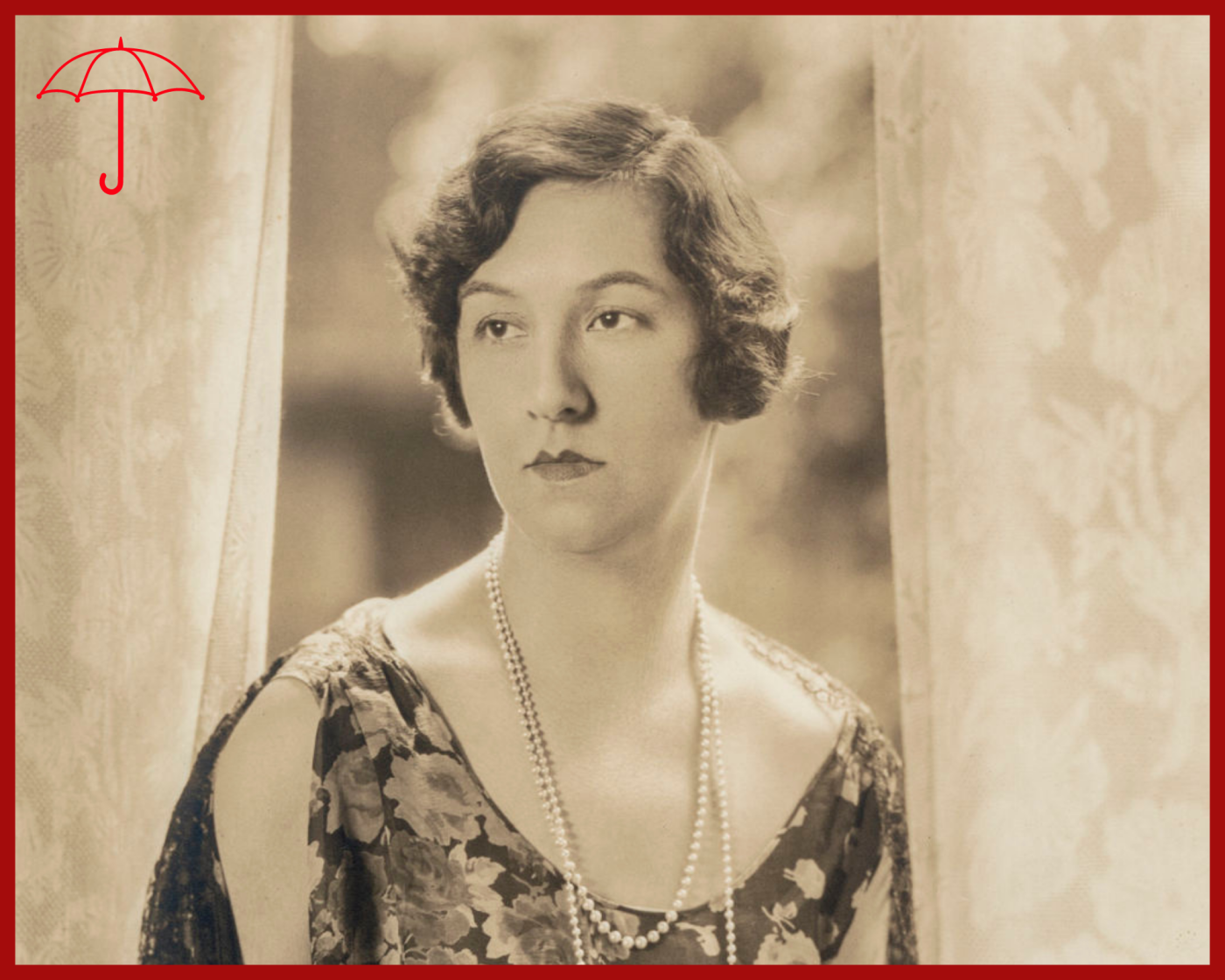 Sepia toned picture of Lou Graham in dress in 1910's fashion