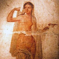 ancient orthodox christian fresco on aged plaster.