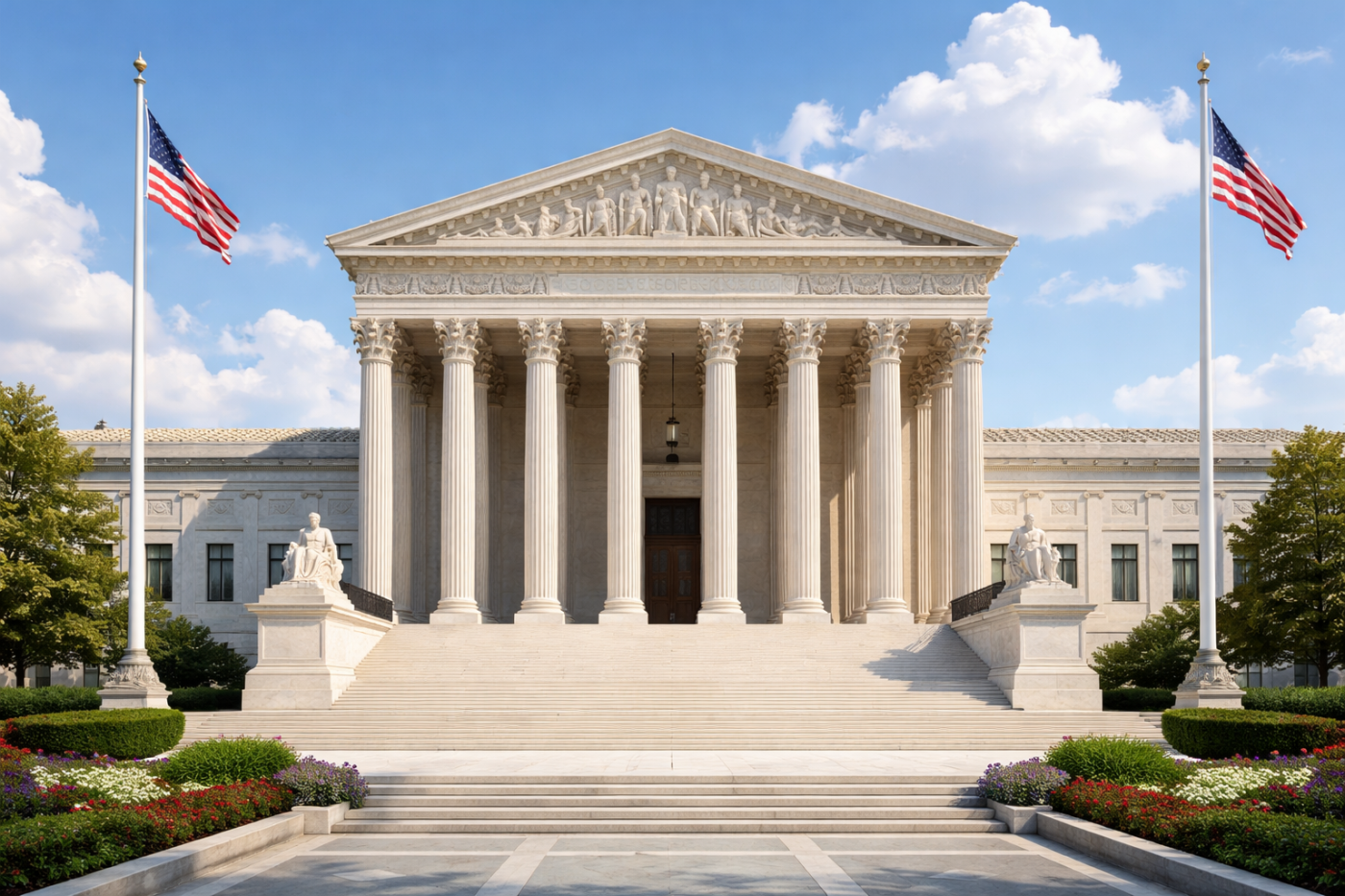 White US Supreme court building on a sunny day